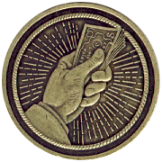 safecracker token hand with money antiqued