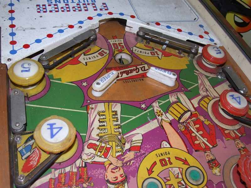 Gottlieb Majorettes pinball machine playfield and apron