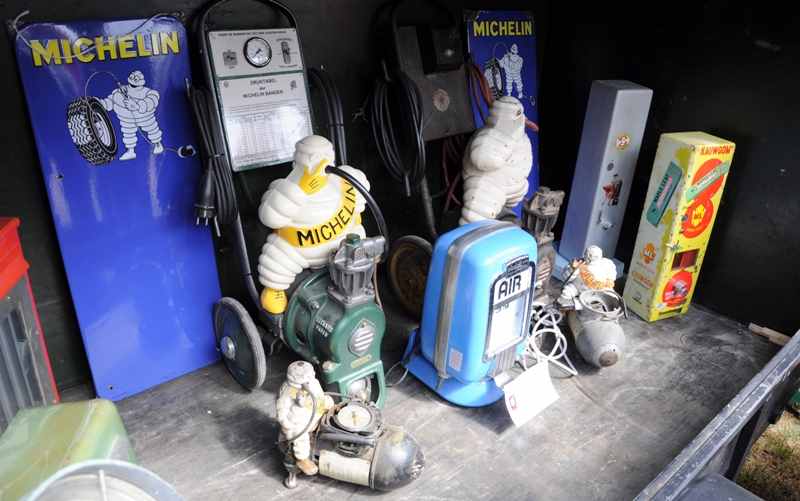 restored michelin bibendum air pumps