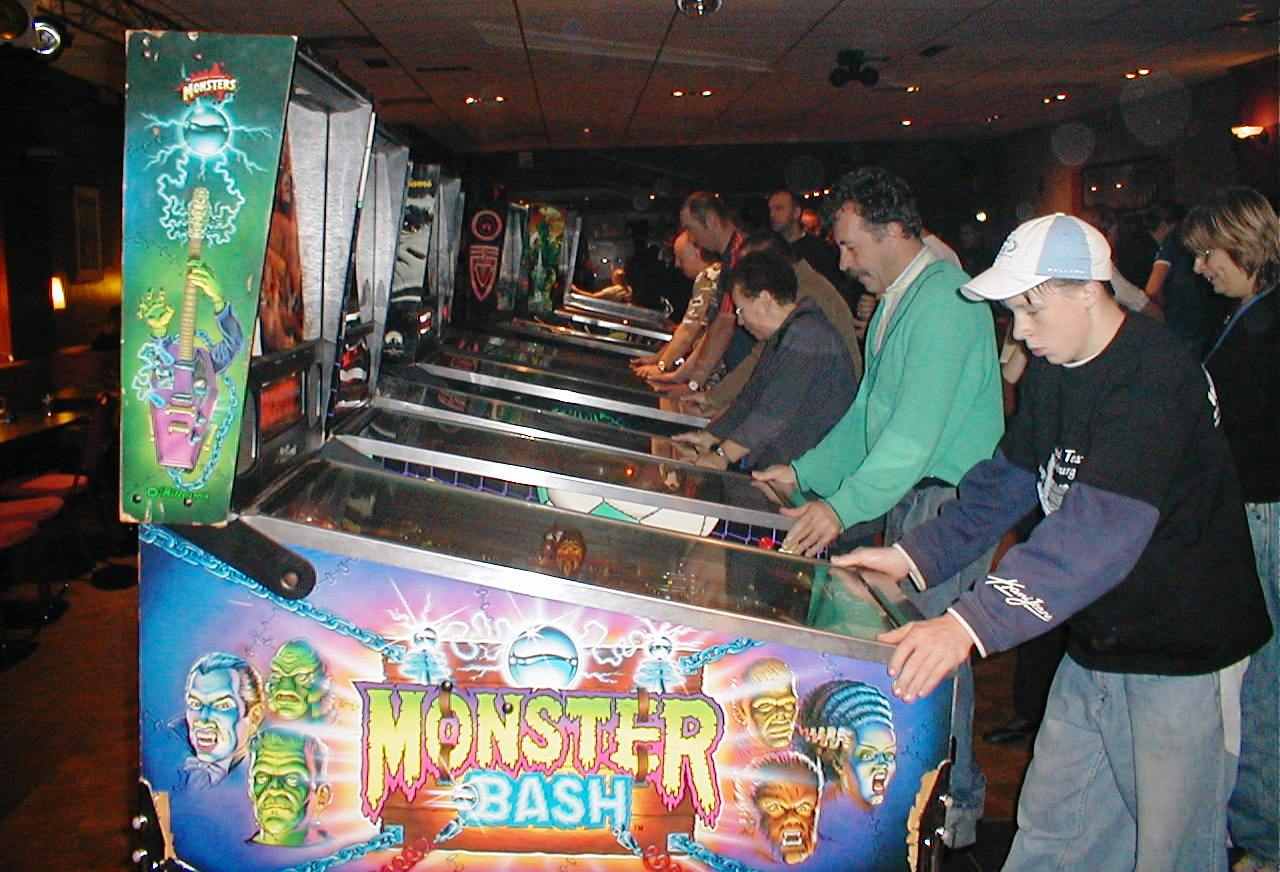 Monster Bash, row of pinball machines