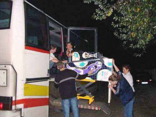 pinball machines inside bus