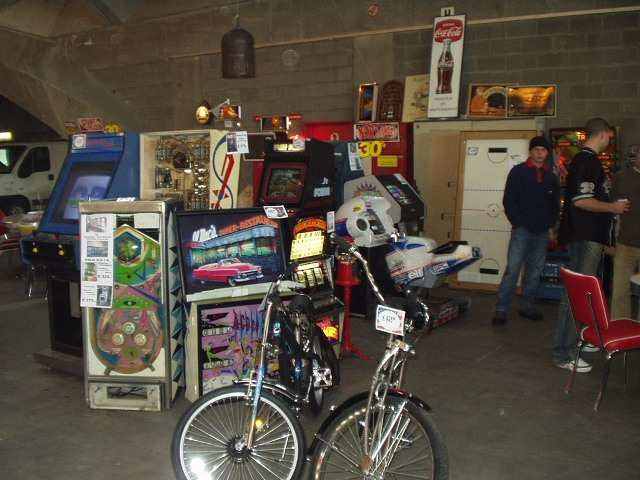 old radios, arcade, bikes