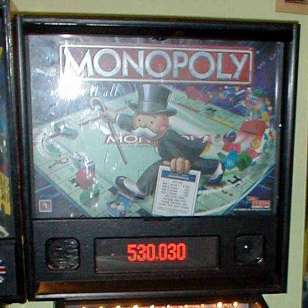 Stern Monopoly pinball backglass